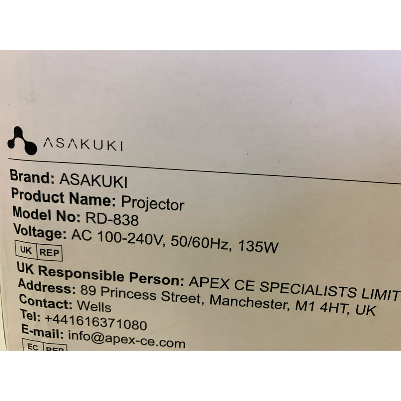 ASAKUKI Projector with WiFi and Bluetooth, Native 1080P 4K Support 450 ANS