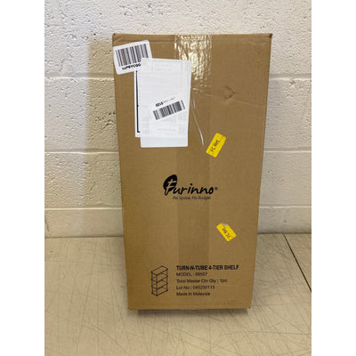 Furinno Turn-N-Tube 4-Tier Multipurpose Shelf Display Rack, White/White