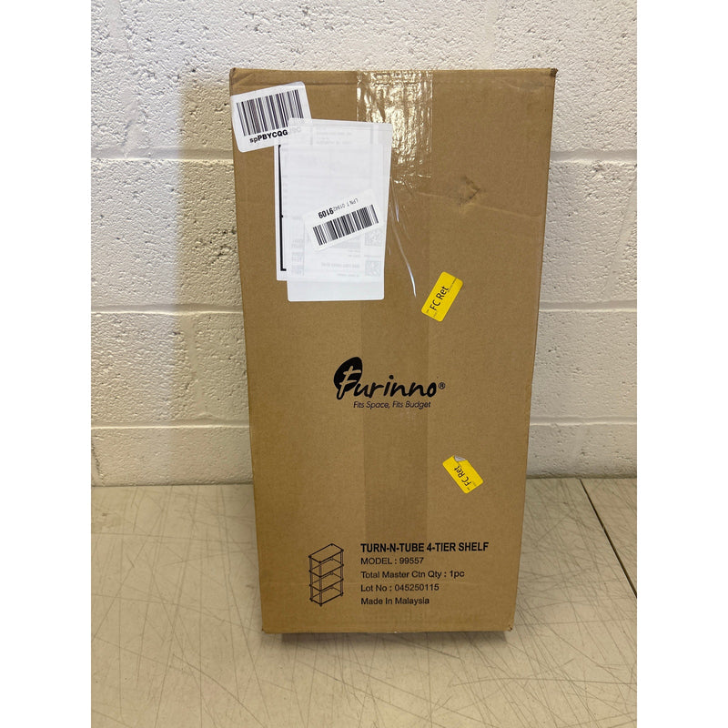 Furinno Turn-N-Tube 4-Tier Multipurpose Shelf Display Rack, White/White