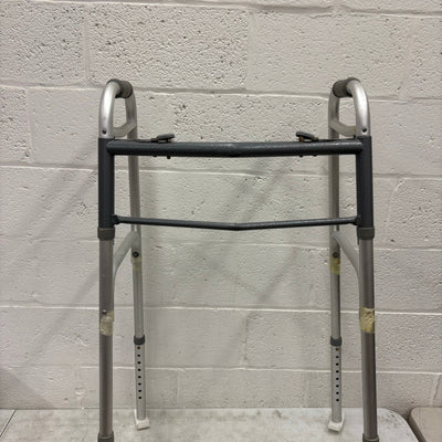 Trigger Release Folding Walker, 2 Wheels, Height Adjustable, Hand Grips - Gray