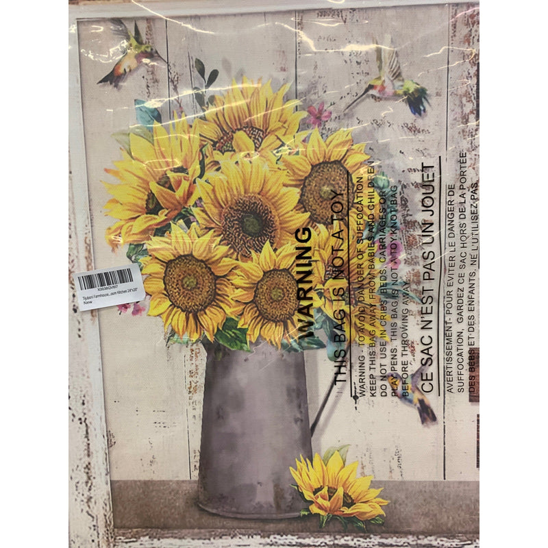 Sunflower Kitchen Decor Farmhouse Wall Print, Framed, 20" x 24"