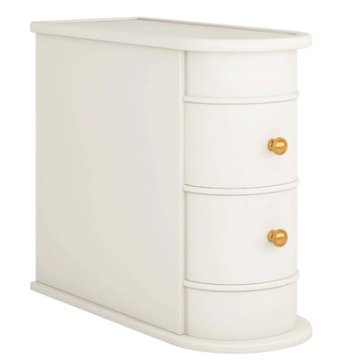 Tribesigns Wood End Table, Narrow Side Table Nightstand 2 Drawers White