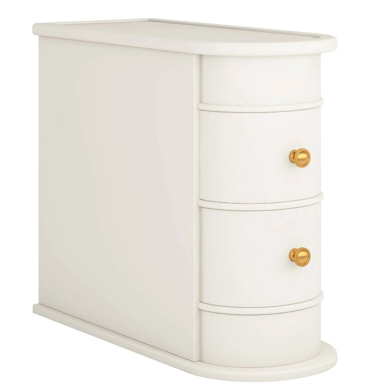 Tribesigns Wood End Table, Narrow Side Table Nightstand 2 Drawers White