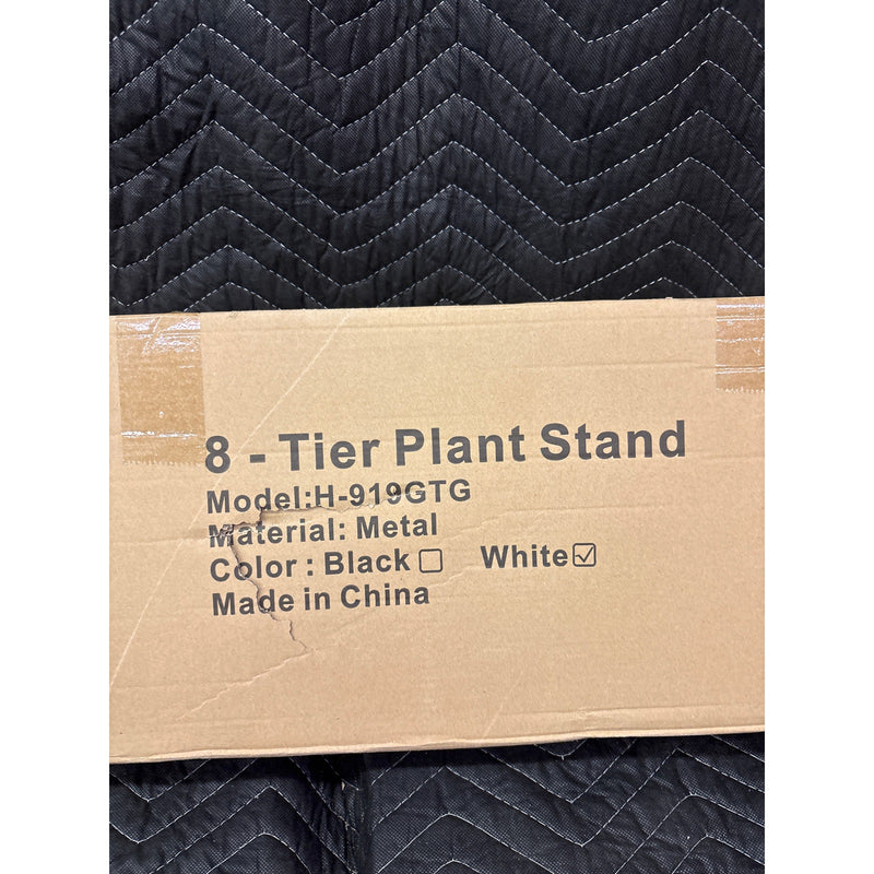 8-Tiers 9-Pot Metal Plant Stand, 55" Tall Plant Shelf Multiple Plants Metal White