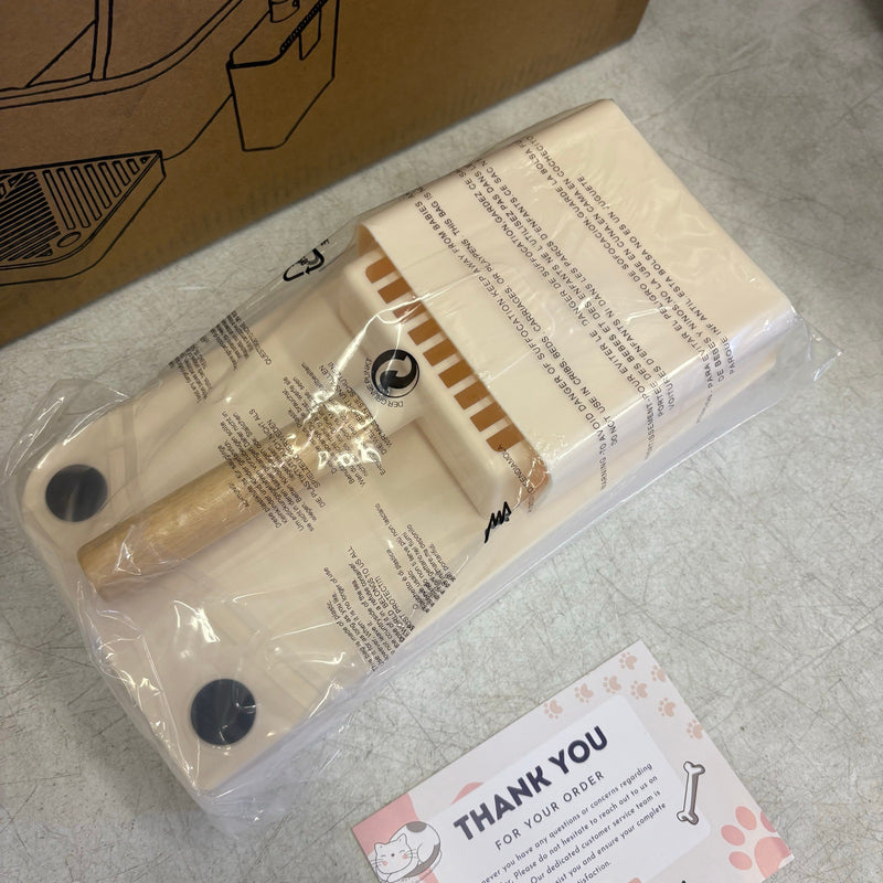 Pacifik Angels Stainless Steel Cat Litter Box w Anti Splash Fabric & Scoop - Tan