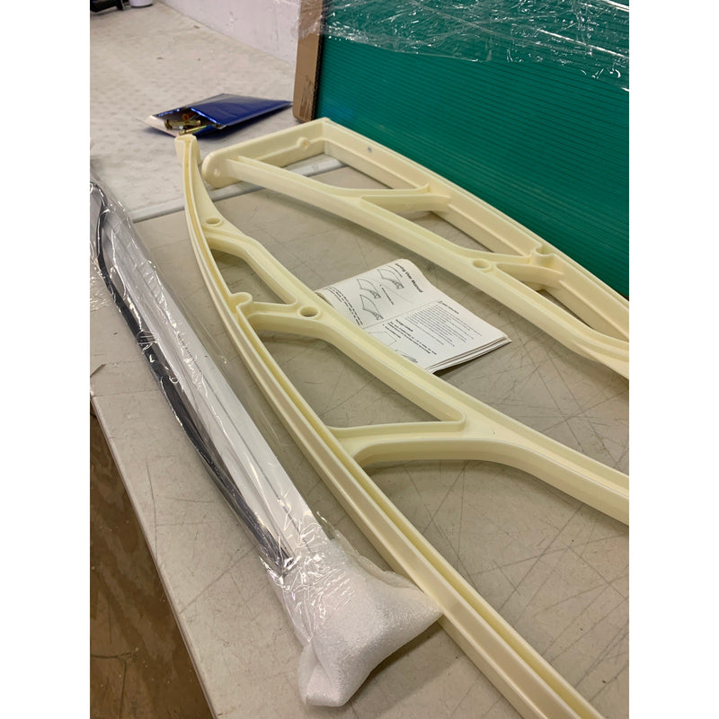 Yescom Door Window Awning 40"x36" GREEN & White Whole One-Piece Polycarbonate