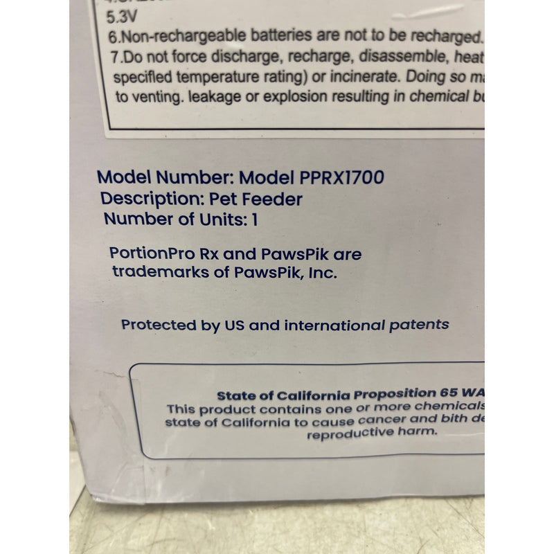 PawsPik PortionPro Rx RFID Automatic Pet Feeder for Cats & Dogs - Gray