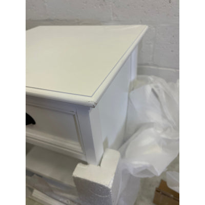 Novasolo Bedside Table w Shelves/ Drawer, Halifax Collection White 23 x 17 x 16"