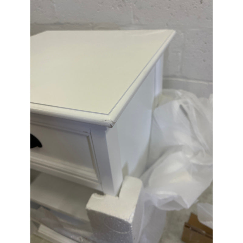 Novasolo Bedside Table w Shelves/ Drawer, Halifax Collection White 23 x 17 x 16"