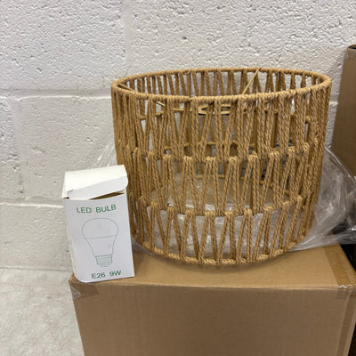 80" Floor Lamp Boho w Rotary Switch, 3 Lights Arc Lamp w Wicker Shade - Black