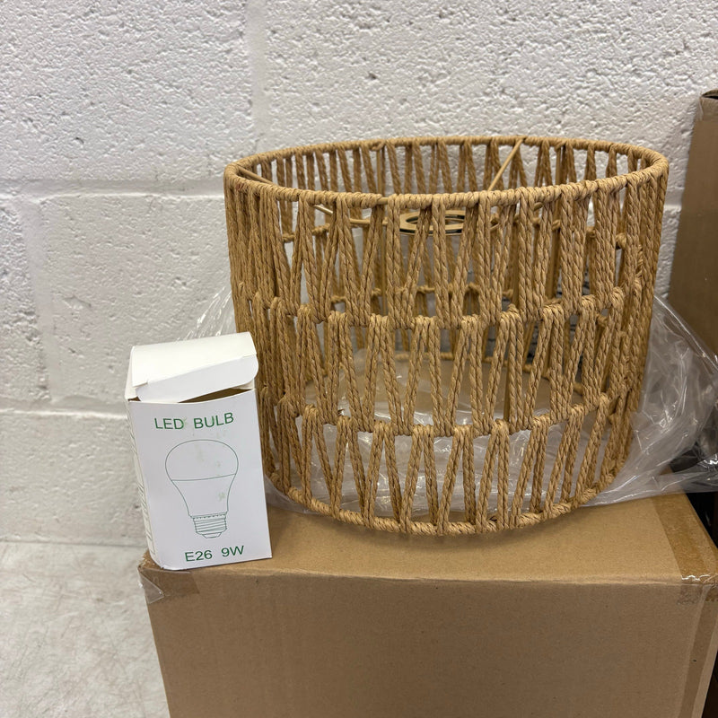 80" Floor Lamp Boho w Rotary Switch, 3 Lights Arc Lamp w Wicker Shade - Black