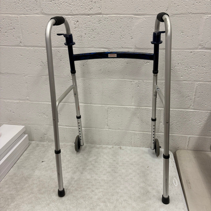 Drive Medical Trigger Release Folding Walker, Brushed Steel, 2 Wheels, 10226-1
