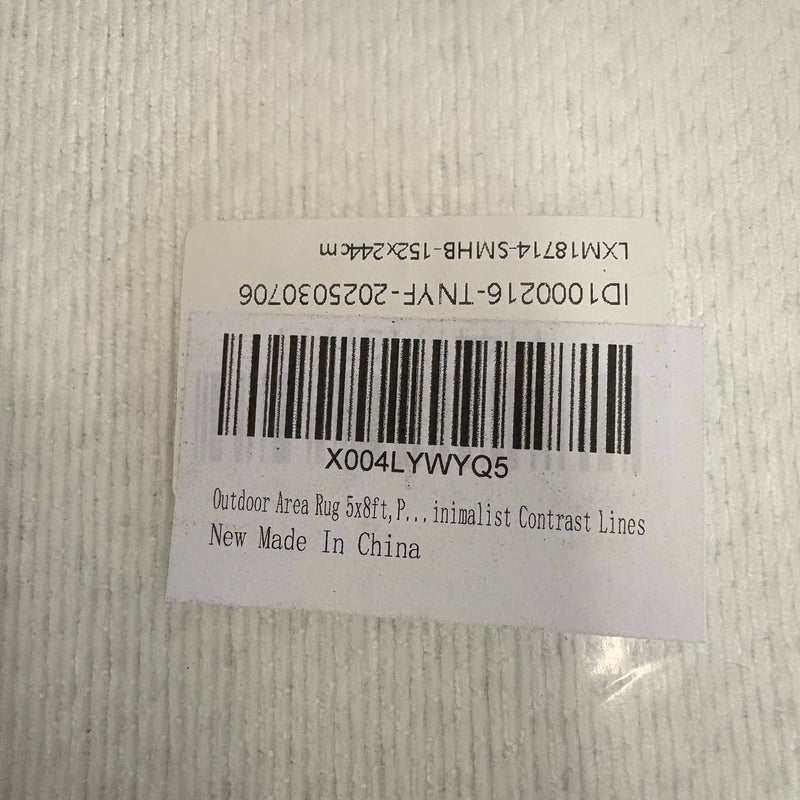 Outdoor Area Rug 5x8ft Horizontal Striped Large Patio Mat, Blue White Gray Lines