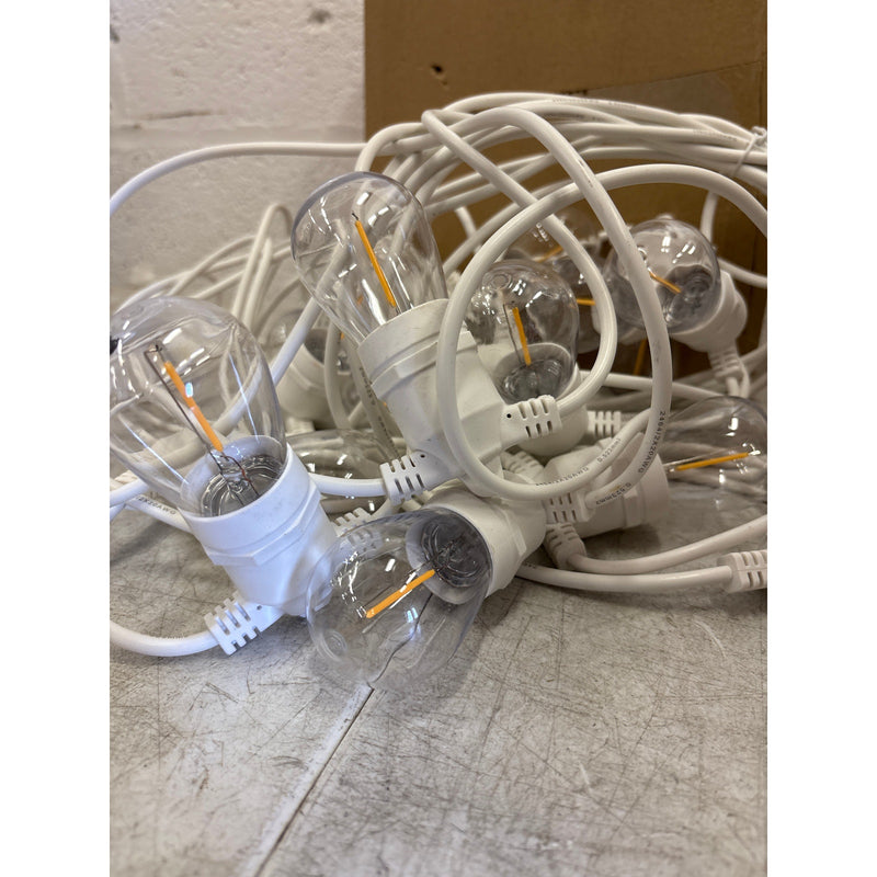 16 LED Bulbs White String Lights, 48ft White Outdoor Lights with 1W Shatterproof