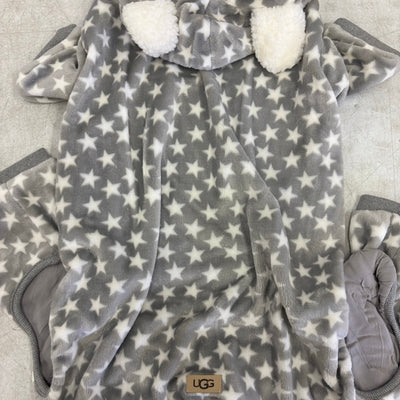 UGG Avery Xtra Large Glacier Gray Stars Hooded Soft Dog Pajama - 17-19" Collar