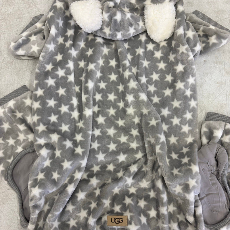 UGG Avery Xtra Large Glacier Gray Stars Hooded Soft Dog Pajama - 17-19" Collar