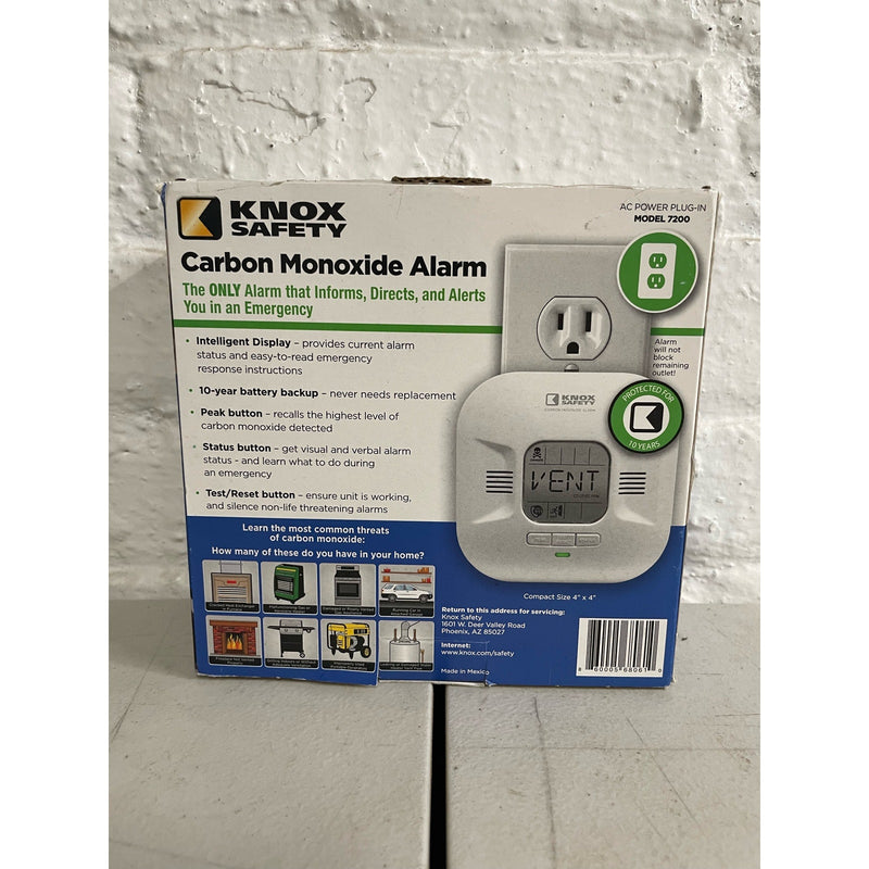 Knox Safety Plugin Carbon Monoxide Detector, Voice Alert & LCD Display