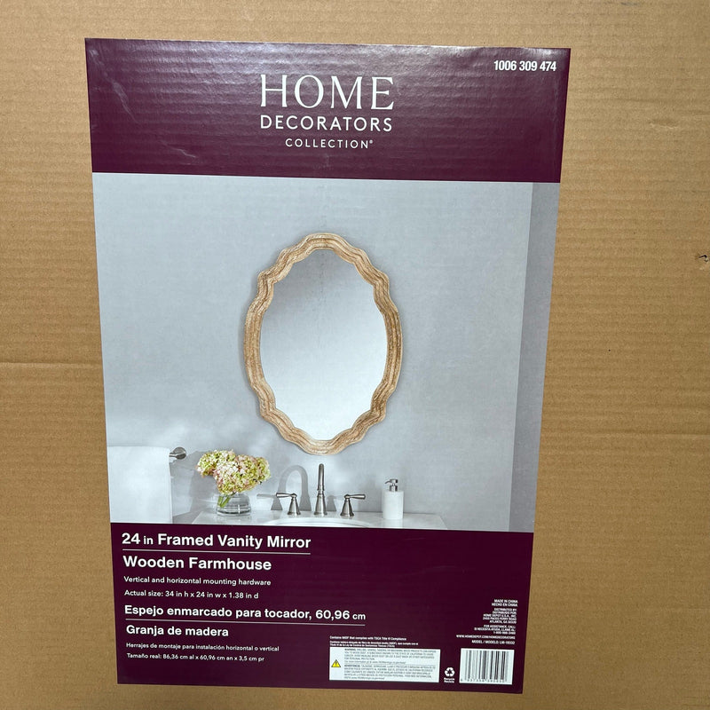 Home Decorators 24" W x 34" H Wall Bathroom Vanity Mirror Oval Wood Framed
