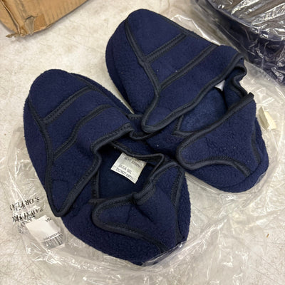LOT-OF-24 Men's Adjustable Strap Slippers SMALL, Memory Foam, Rubber Bottom Blue
