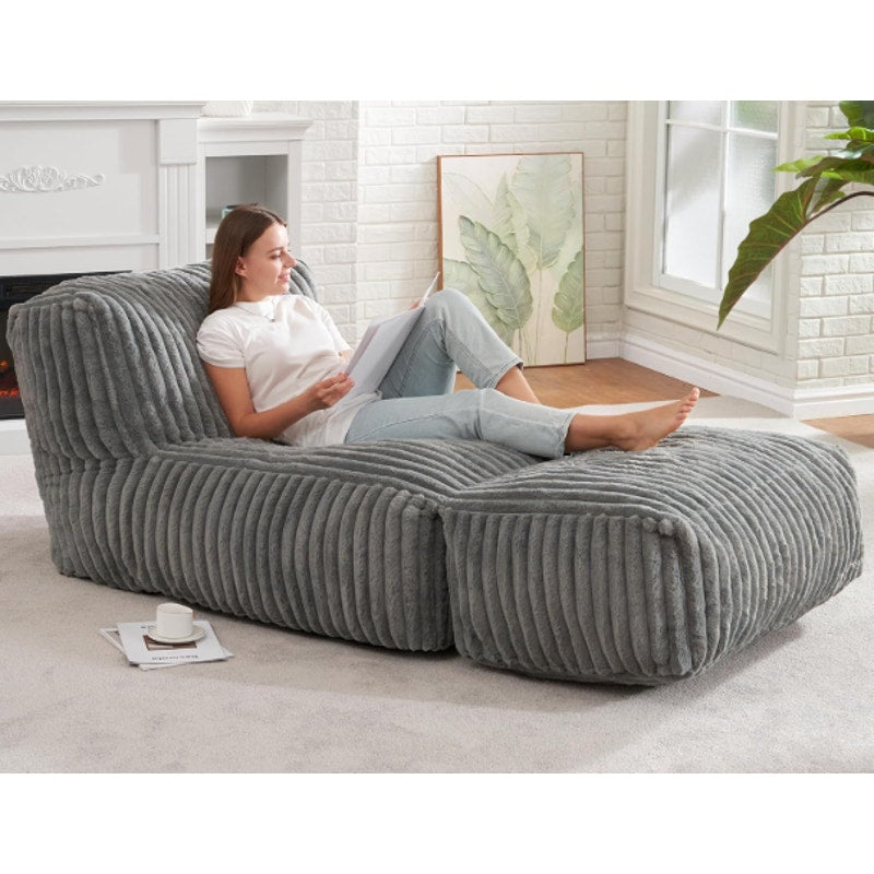 Hobestluk Big Bean Bag Lounger Chairs Large Beanbag Chair Memory Foam - Gray