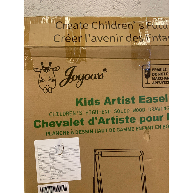 Joyooss Kids Easel Wooden Double-Sided with Paper Roll, Markers, Magnets, Clips, Eraser & MORE