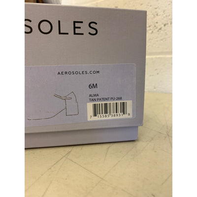 Aerosoles Women's Shoes Ankle Strap Two Piece Block Heel Tan Faux Leather Size 6