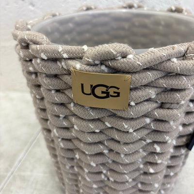Ugg Melange Waste Bin with Plastic Insert & Woven Rope Design, 9"x10.5" - Tan