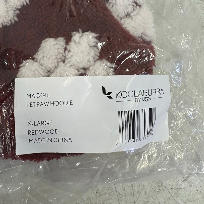 Koolaburra by UGG Pet Maggie Paw Hoodie Dog Jacket w Hood 20-21" Collar, Red XL