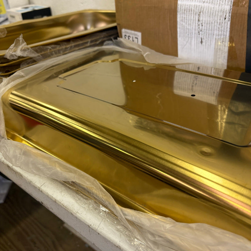 SET OF 4 ROVSUN 9-QT Rectangle Gold Chafing Dish Buffet Set, Full Size Pans READ