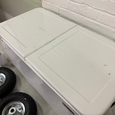 VINGLI 80QT Rolling Patio Cooler Wagon Portable Ice Chest w Bottle Opener, White