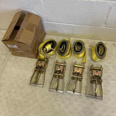 Waltyotur 4 Pcs Auto Lanyard Ratchet Straps 2 x 96 Classic Yellow 3300 LB CAP