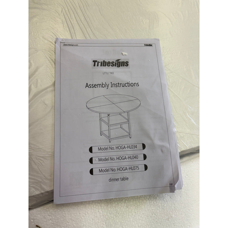 Tribesigns Round Dining Table 47" x 30" Kitchen Table, 2-Tier Storage Shelf