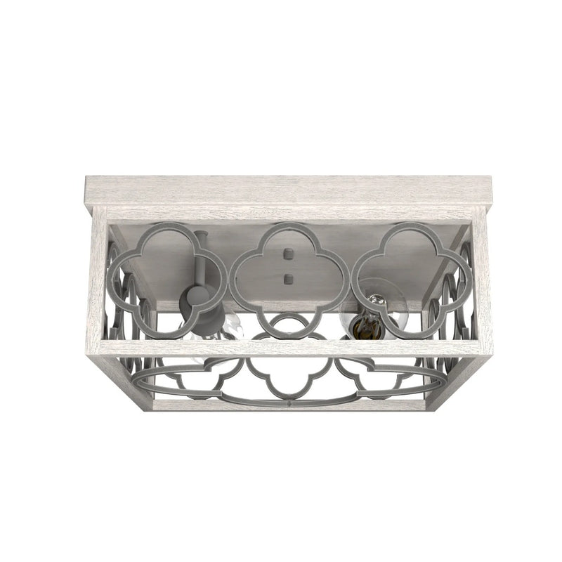Hunter Gablecrest 13.5 in. 2-Light Fixture French White/Concrete Flush Mount