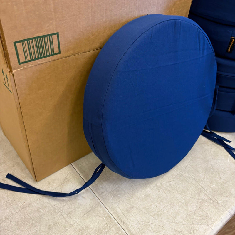 Set-of-6 idee-home Outdoor Bistro Chair Cushions, 15”x3” Thick, Round - Blue