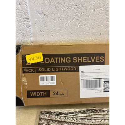 Set-of-2 Floating Shelves for Wall 24" Light Wood Shelves White, Gray, Brown