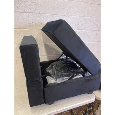 Silla de 66 x 66 x 43 cm con almacenamiento, asiento/otomana de terciopelo suave, para sala de estar, color negro