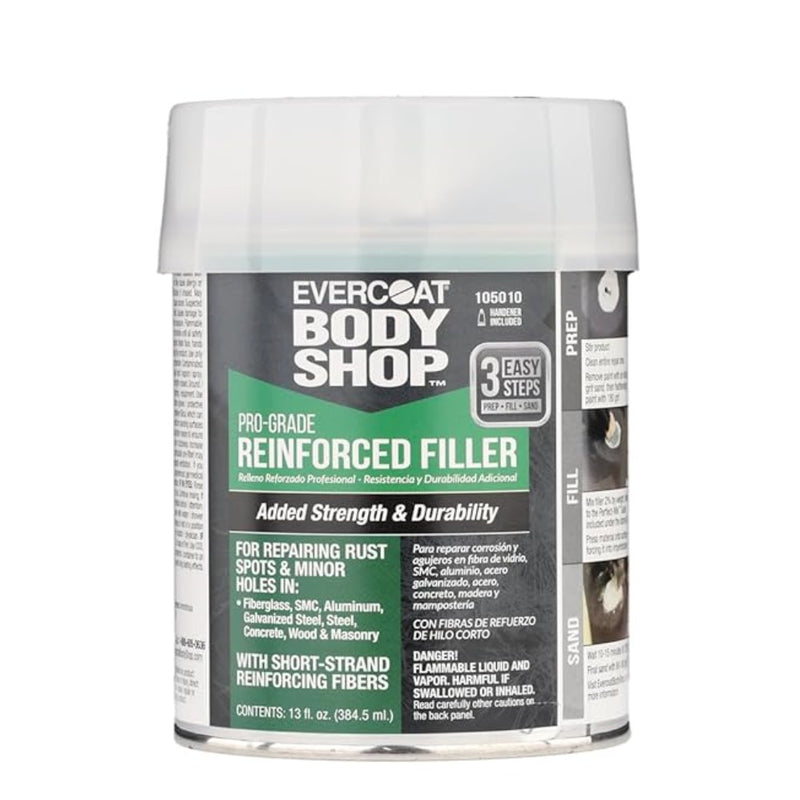 Evercoat Body Shop Pro-Grade Reinforced Filler, Easy Mix Hardener Included, 13oz