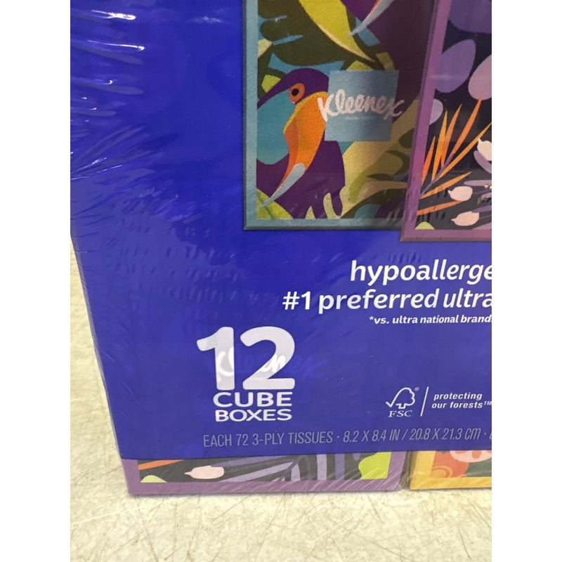 12-Boxes Kleenex Ultra Soft 3-Ply Facial Tissues, Cube Boxes 72 Tissues/Box