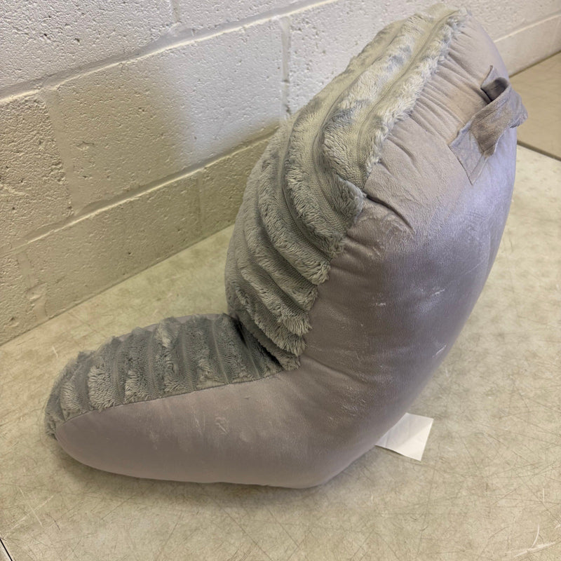Soft Plush Backrest Pillow 30"W x 17"H Reading Pillow - Gray Fuzzy Stripe Design