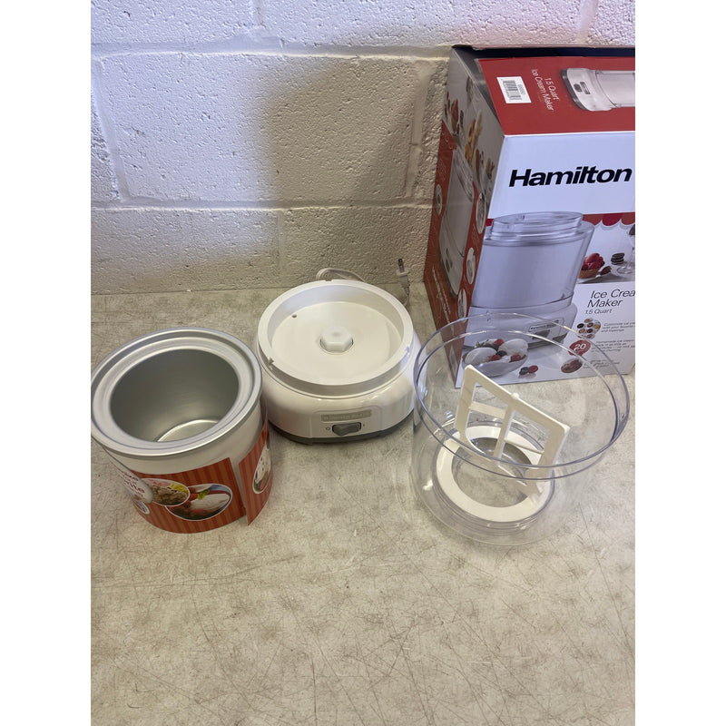 Hamilton Beach Electric Automatic Ice Cream Maker, Frozen Yogurt 1.5 Quart White