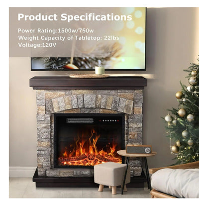 Waleaf 23-Inch Electric Fireplace Insert with LED Realistic Adjustable Flame