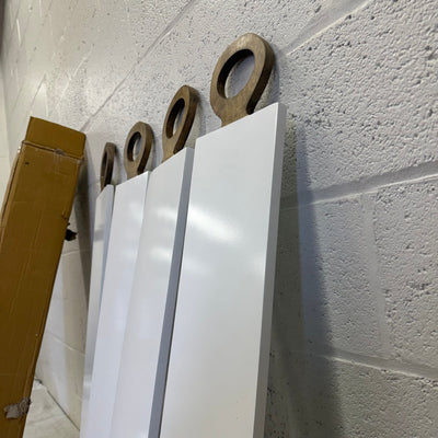 Set-of-4 White Lacquer 40" Charcuterie Boards from Mango Wood, Serving Trays