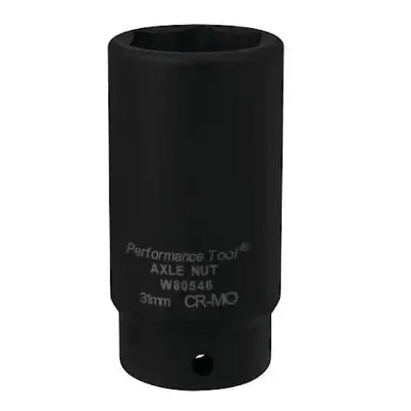 Performance Tool 31mm 6 Point Axle Nut Socket - 1/2" Drive, Hand Tools - W80546