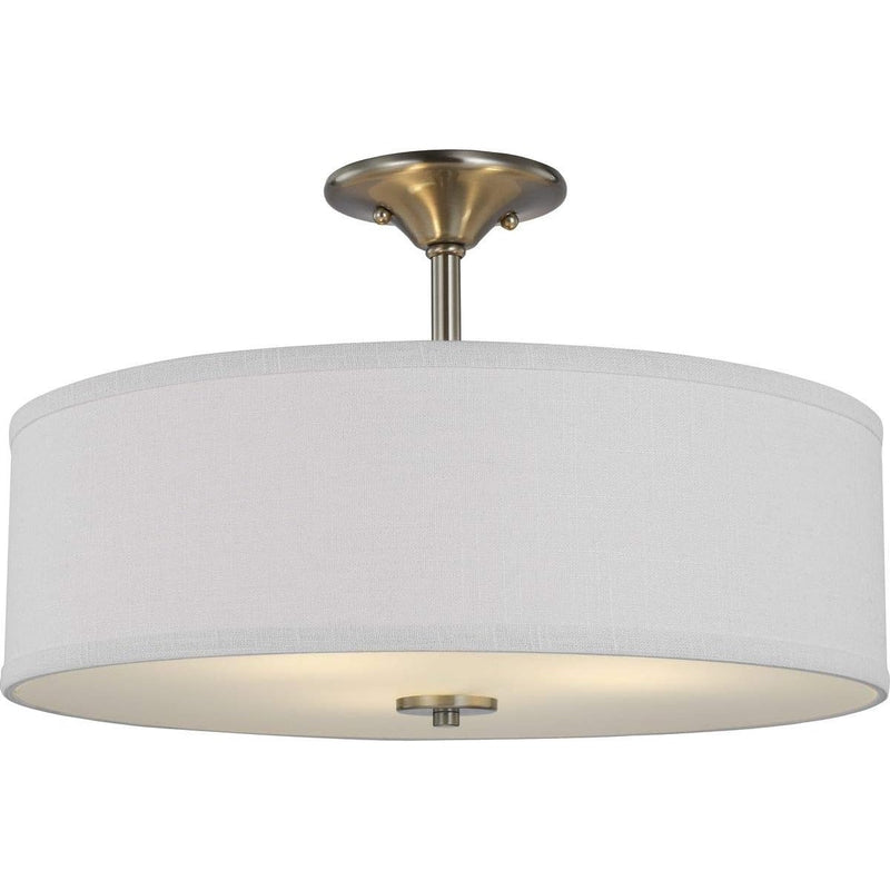 3-Light Semi-Flush Mount Light, Progress Lighting Collection 18" Brushed Nickel