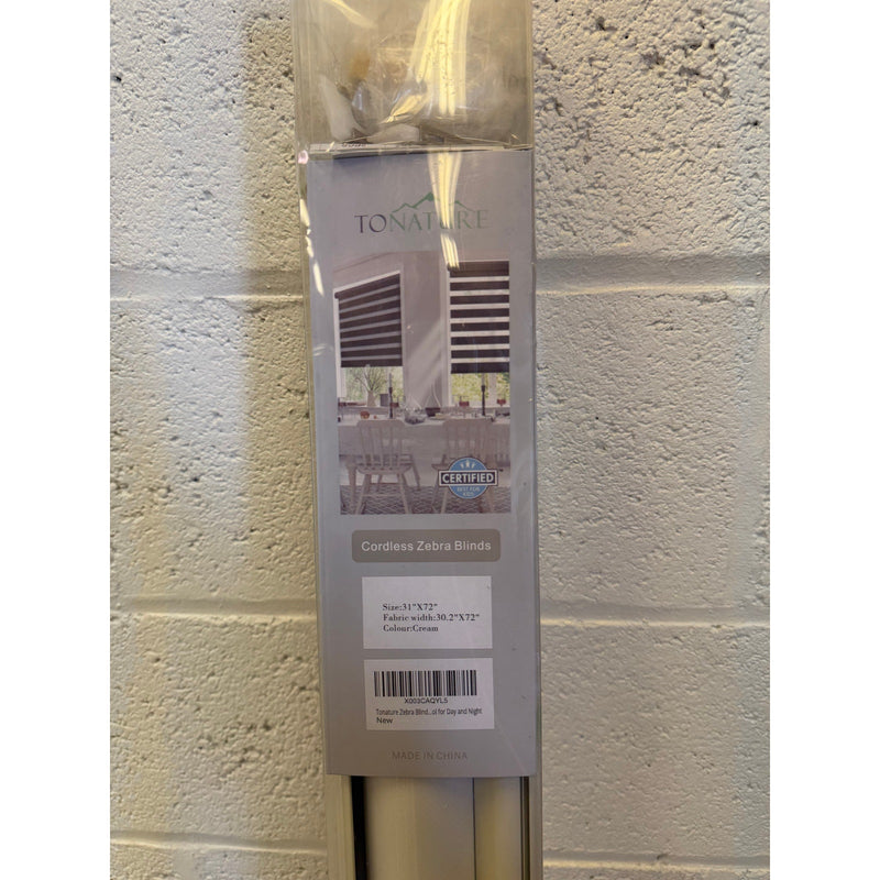 Tonature Cordless Zebra Window Blinds, Light Control Day & Night Cream 31"Wx72"L