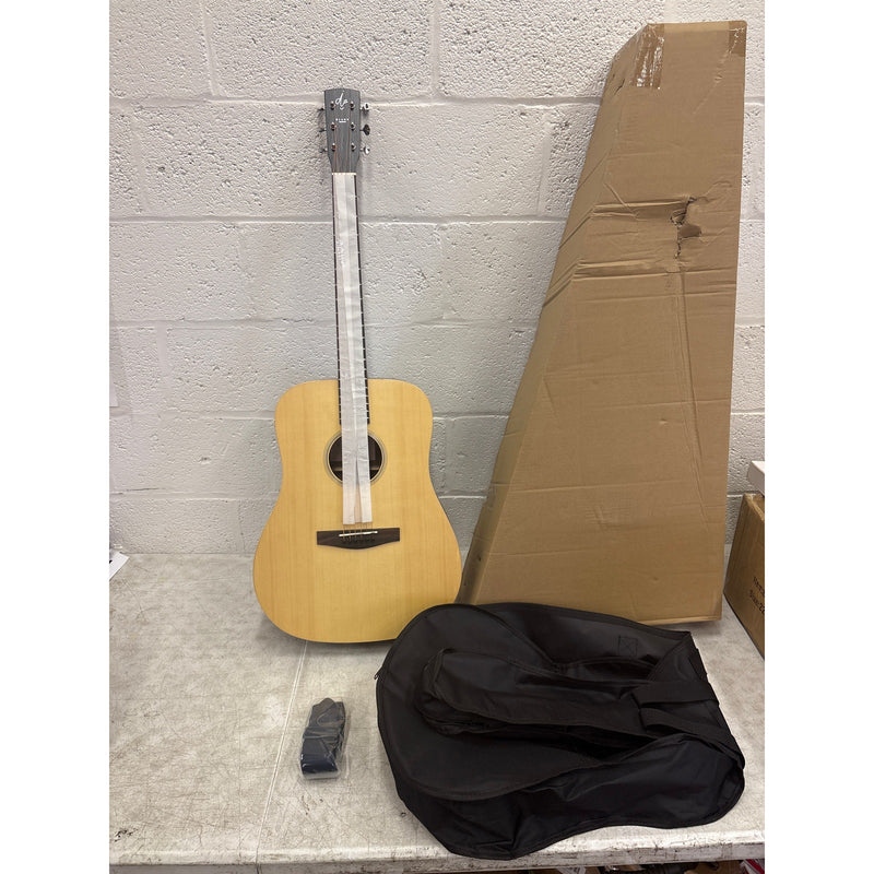 BPM 6 String Acoustic Guitar Bundle, Natural Steel w Case & Strap - Dreadnought