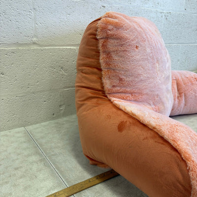UGG Plush Backrest Pillow, 36"W x 20"H Reading Pillow Soft Orange Fuzzy, Frosted