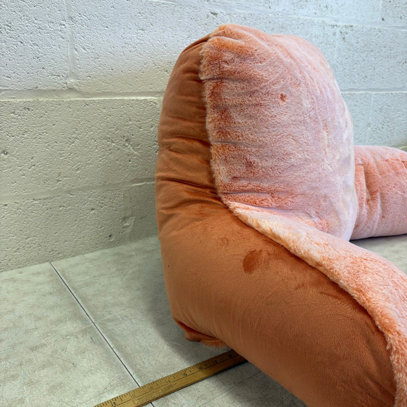 UGG Plush Backrest Pillow, 36"W x 20"H Reading Pillow Soft Orange Fuzzy, Frosted