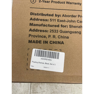 2-Pack Floating Wall Shelves Black 24x8x1.5" Invisible Brackets, Modern Storage