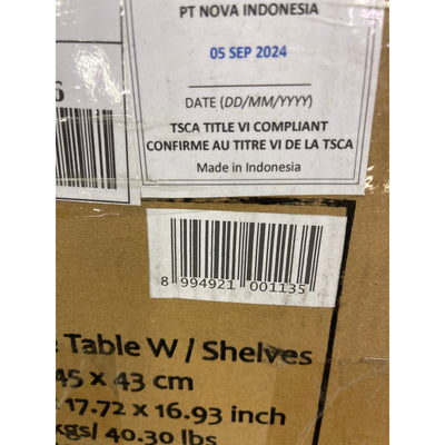 Novasolo Bedside Table w Shelves/ Drawer, Halifax Collection White 23 x 17 x 16"